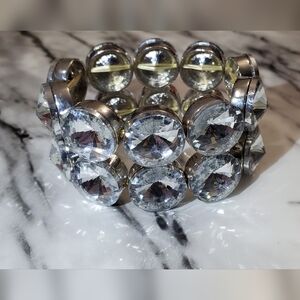 Vtg. Large Rhinestones Stretch Bracelet